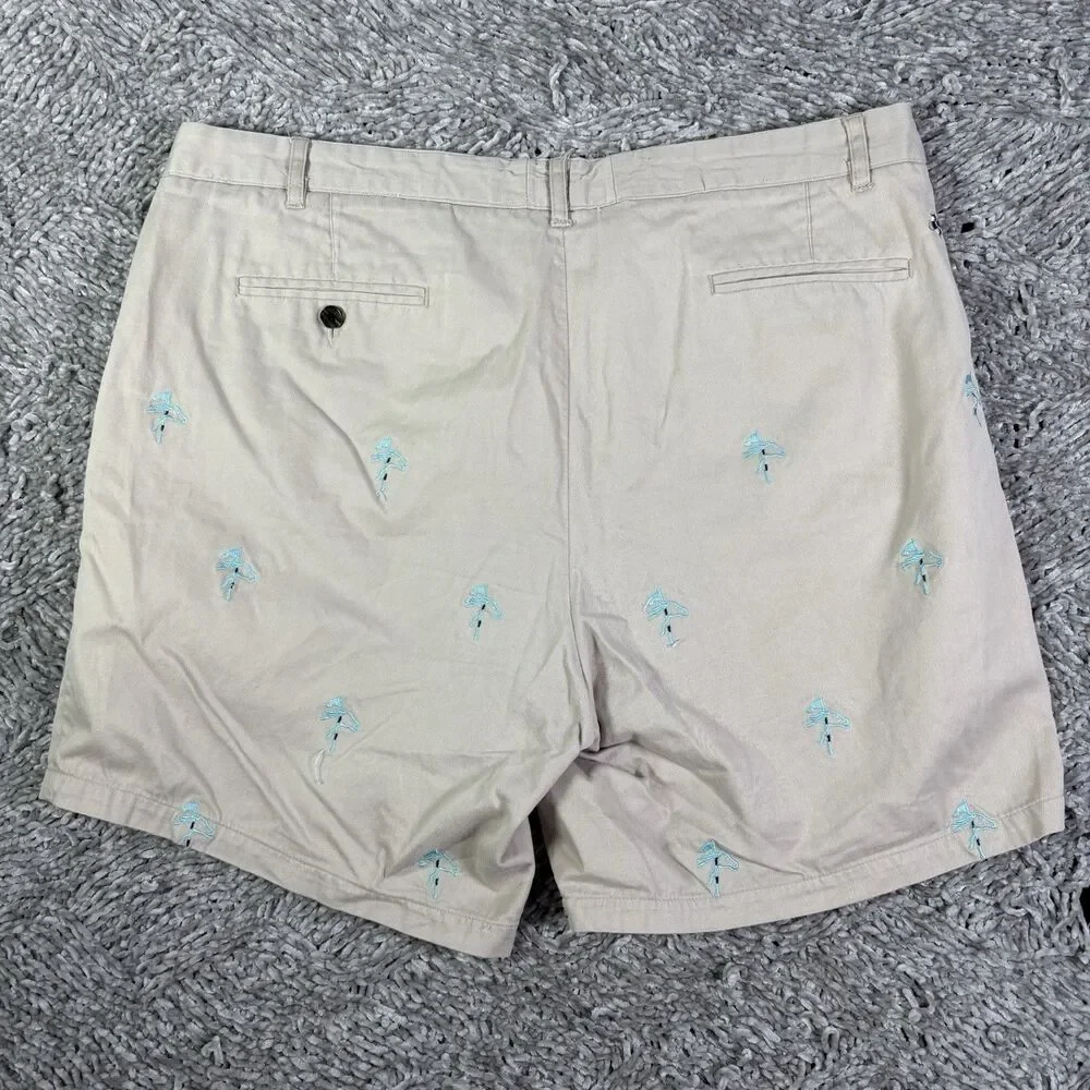 Castaway Nantucket Chino Shorts Mens 36 Embroidered Horses Beige Preppy Summer